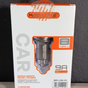 CARGADOR PARA CARRO TIPO C _ 9A DUAL LON-101 MOQ-LONIE SIN CABLE