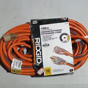 EXTENSION ELECTRICA AMERICANA DE USO EXTRA RUDO 100 PIES NUEVA CALIBRE 12 RIDGID  15 AMP, 1875 WATTS, 300V 167°F - 214026